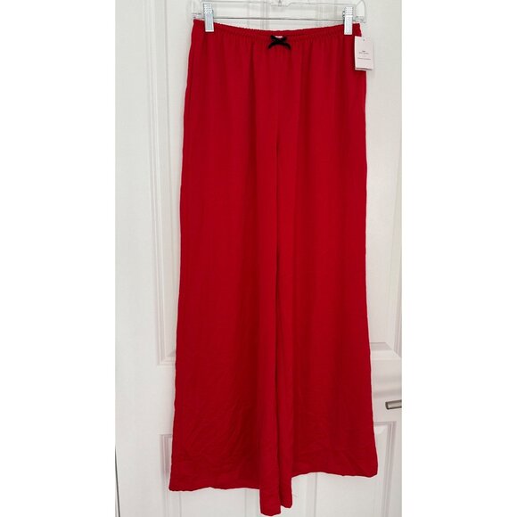 Auden Large Satin Wide-Leg Red Sleep Pants NEW - Picture 2 of 7